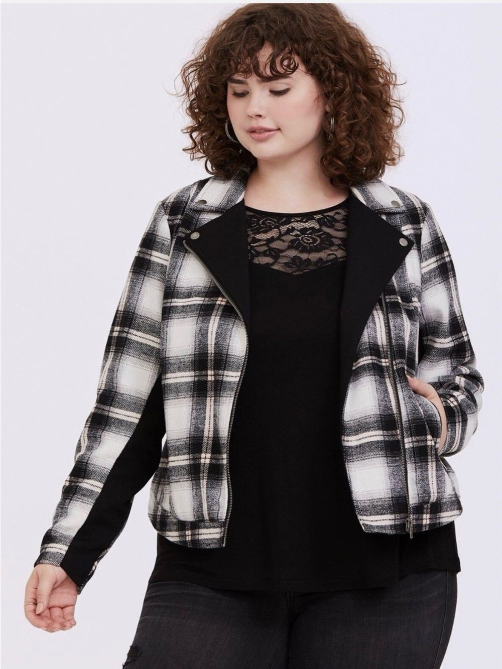 EUC torrid Flannel Moto Jacket